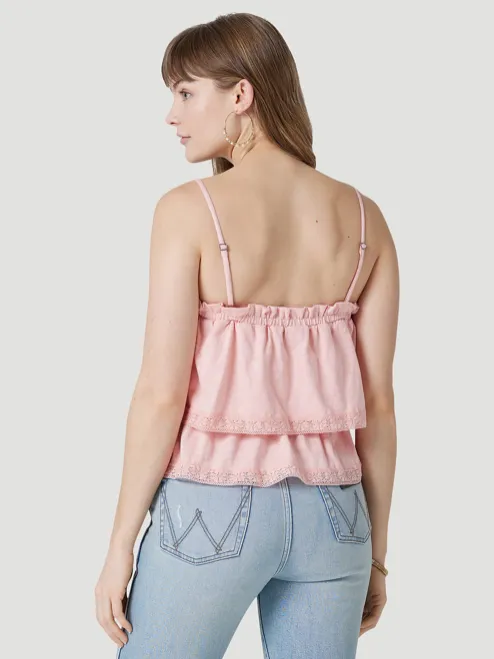 112327274 - Wrangler Women’s Retro Romantic Ruffle Tank - Blossom