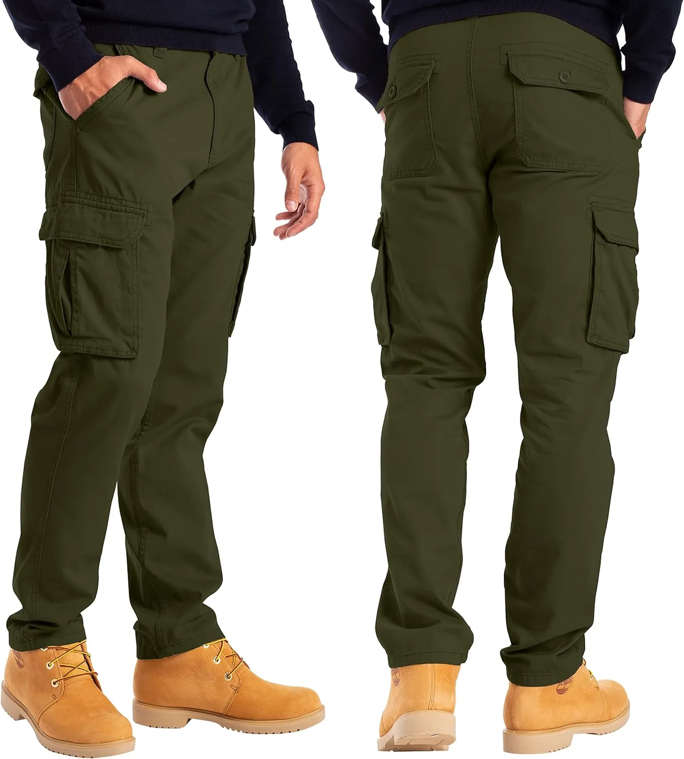 Alamo Mens Slim Fit Cargo Pants - 100% Cotton Heavy Duty Cargo Work Pants for Men