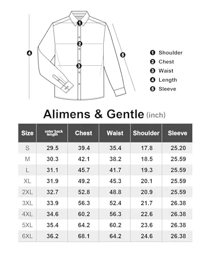 Alimens & Gentle Men's Dress Shirts 16-Way Stretch Slim Fit Long Sleeve Button Down Shirts Wrinkle Free Traveler Shirts Olive