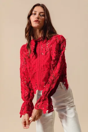 Amaryllis Floral Lace Blouse