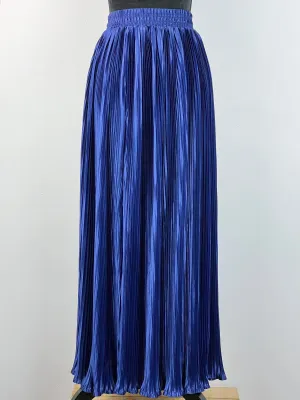 American Apparel Blue Satin Accordian Pleat Midi Skirt - AU6-8