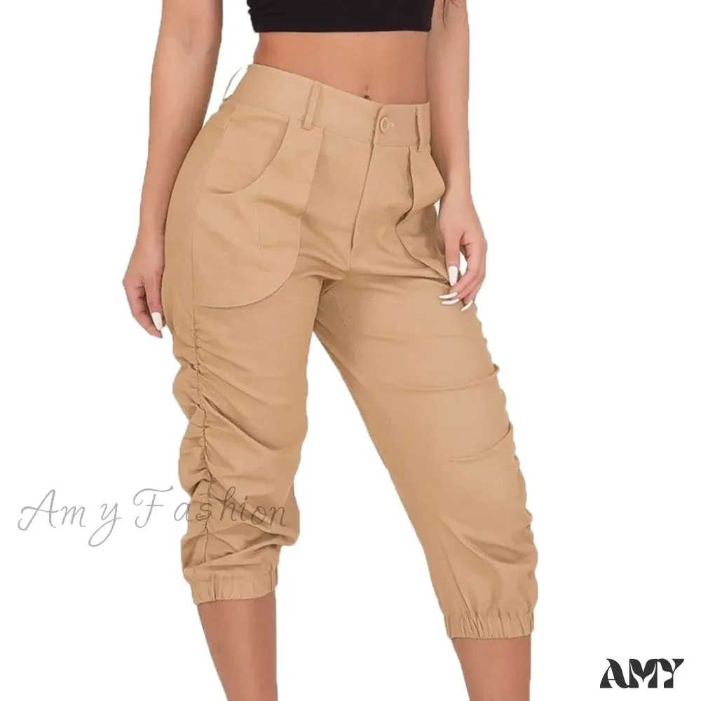 Amy Fashion - Relaxed-fit Cargo Capri Pant