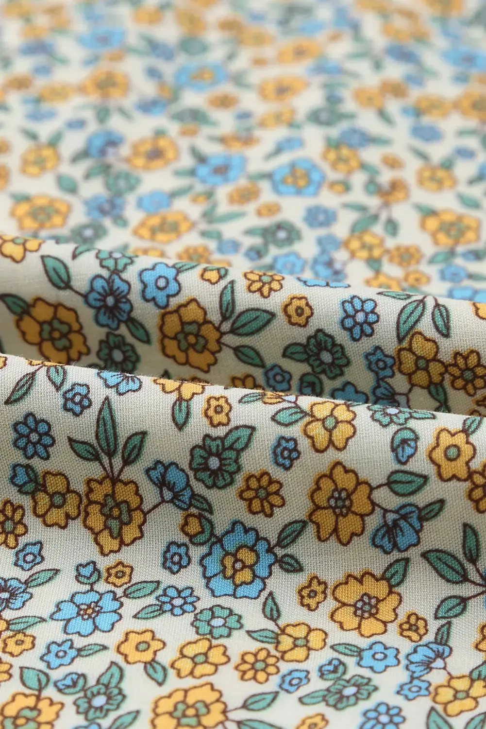 Apricot Floral Print Frill Detail Boho Maxi Dress