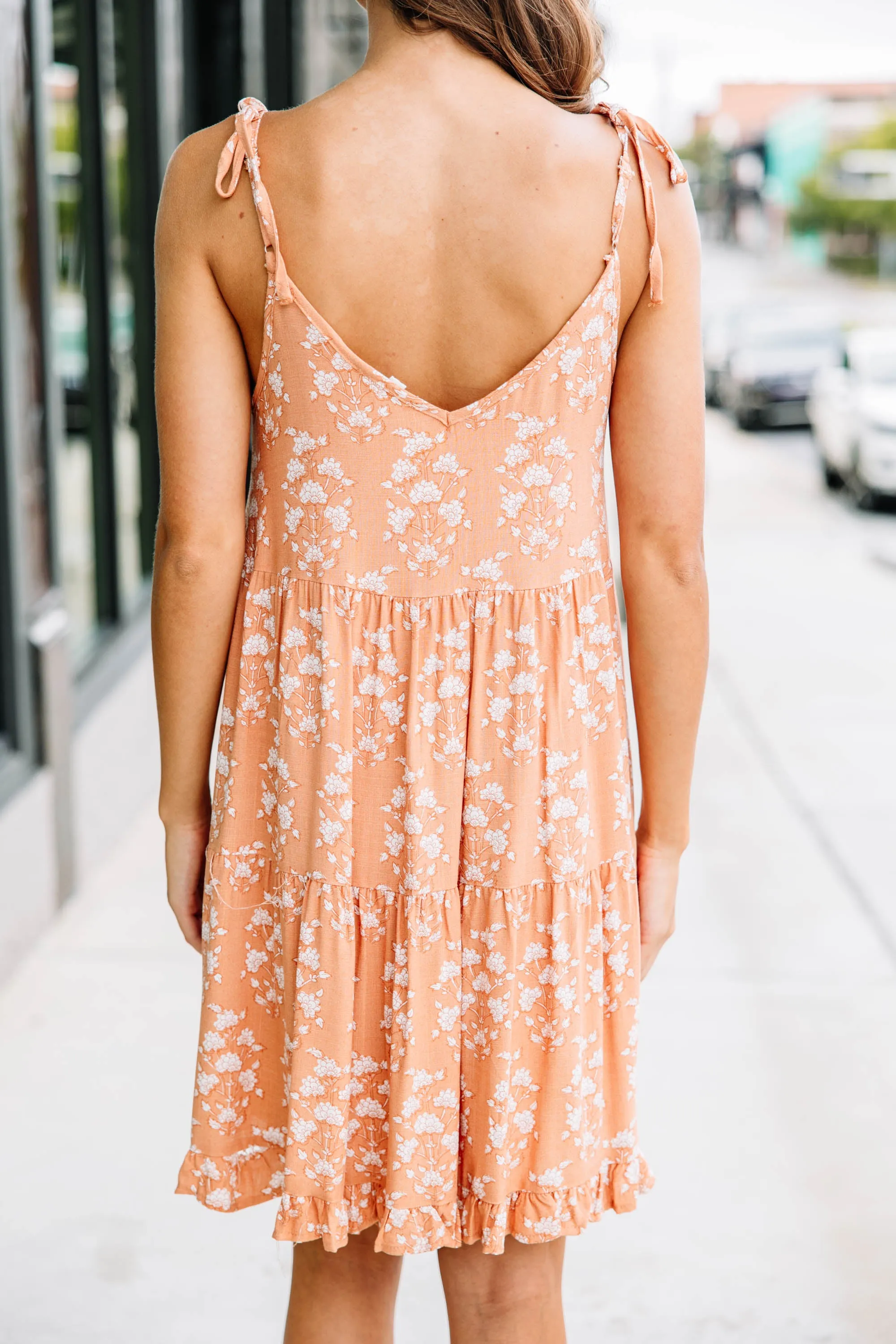 At Your Best Dusty Peach Orange Floral Sun Dress