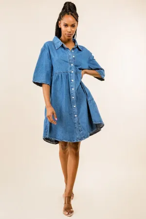 Aubrie Button Up Denim Shirt Dress