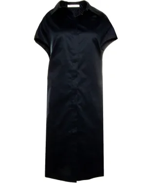 Black Cotton Cap Sleeve Shirt Dress