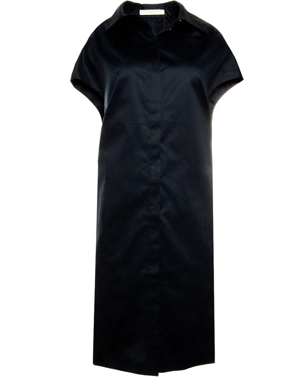 Black Cotton Cap Sleeve Shirt Dress
