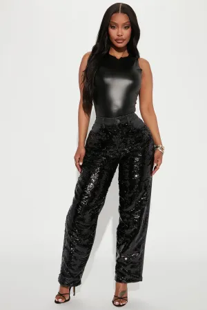 Blackout Sequin Straight Leg Jeans - Black/Black