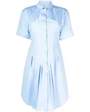 Blue Pleated Shirt Dress