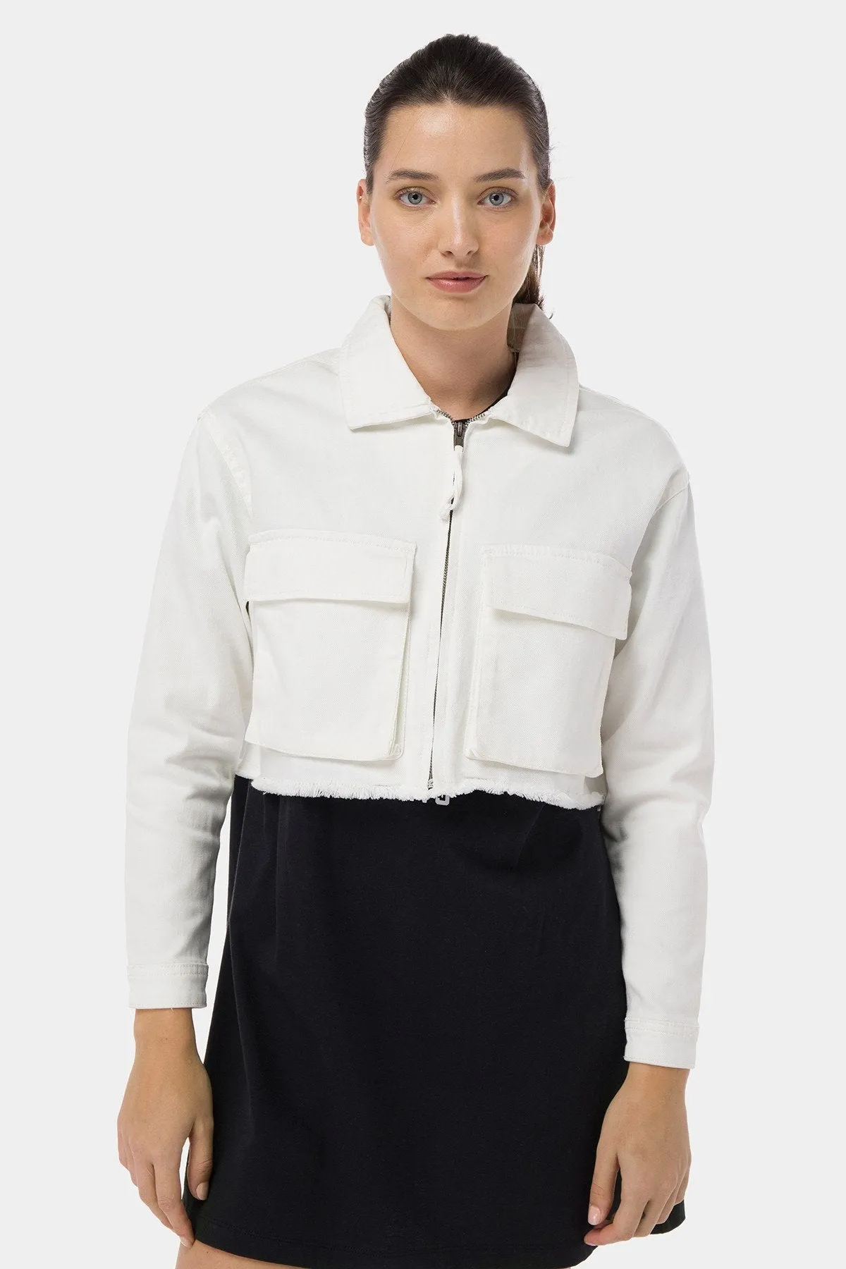 Cargo Jacket For Women - White