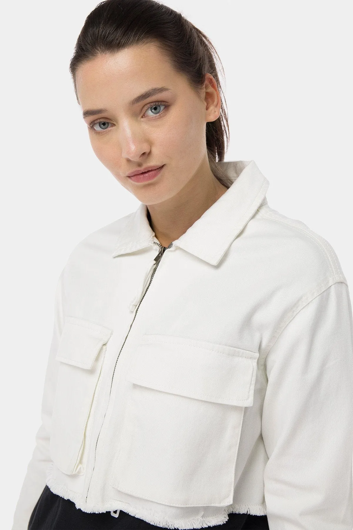 Cargo Jacket For Women - White