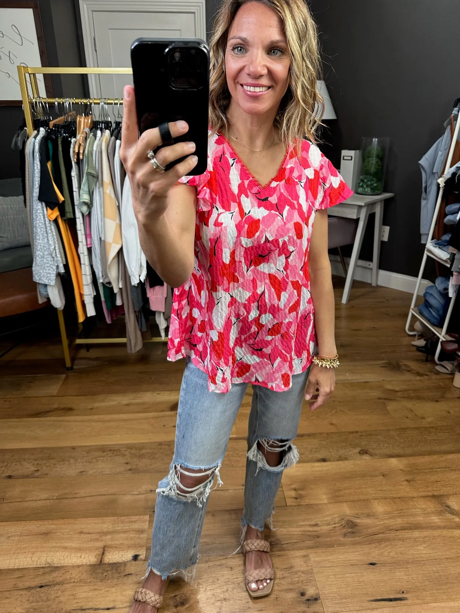 Change My Life Textured Top - Hot Pink