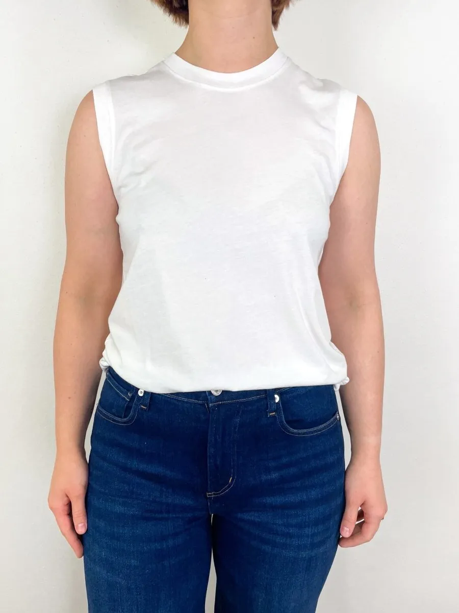 Classic Jersey Sleeveless Muscle Tee in White