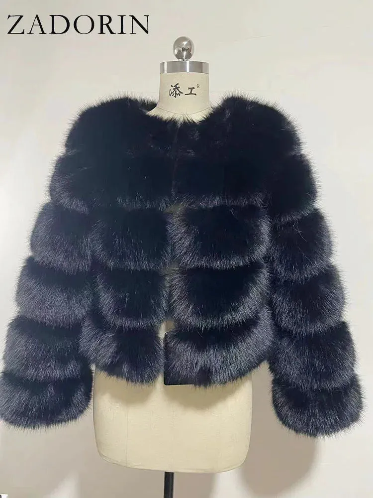 Classy Virginia cropped Faux Fur Bubble Coat Autumn coat