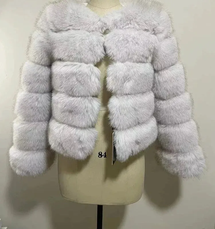 Classy Virginia cropped Faux Fur Bubble Coat Autumn coat