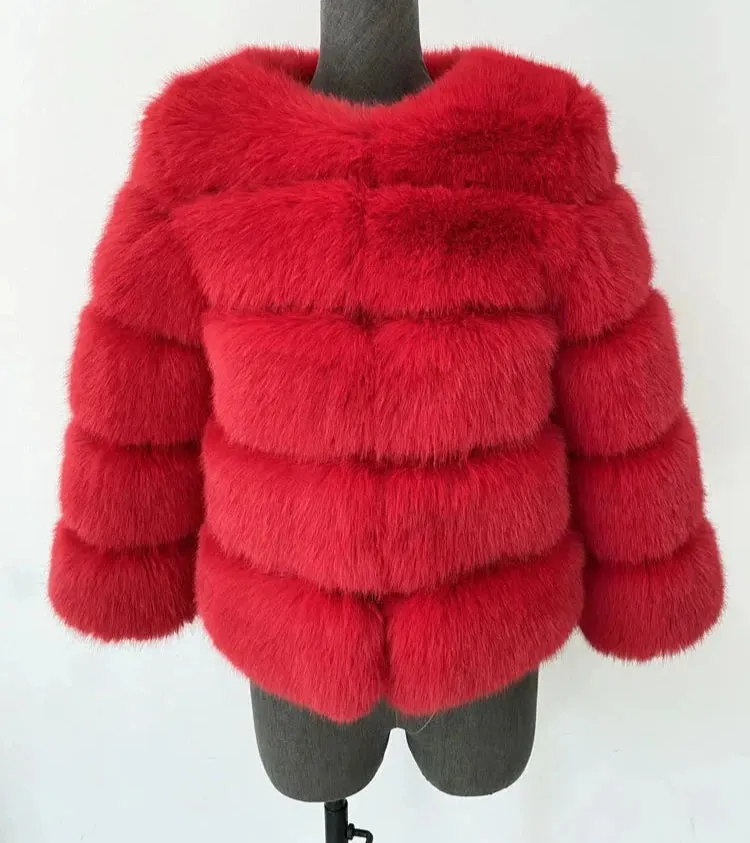 Classy Virginia cropped Faux Fur Bubble Coat Autumn coat