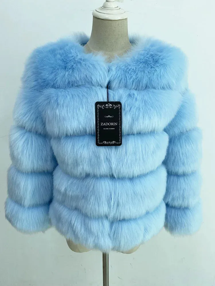 Classy Virginia cropped Faux Fur Bubble Coat Autumn coat
