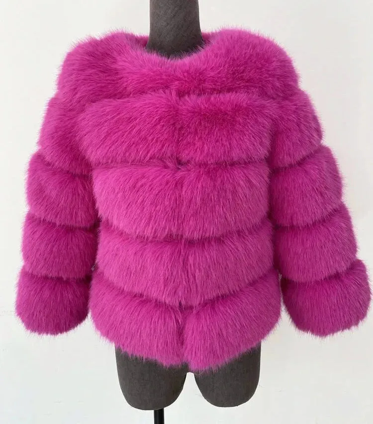 Classy Virginia cropped Faux Fur Bubble Coat Autumn coat