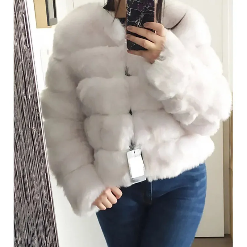 Classy Virginia cropped Faux Fur Bubble Coat Autumn coat