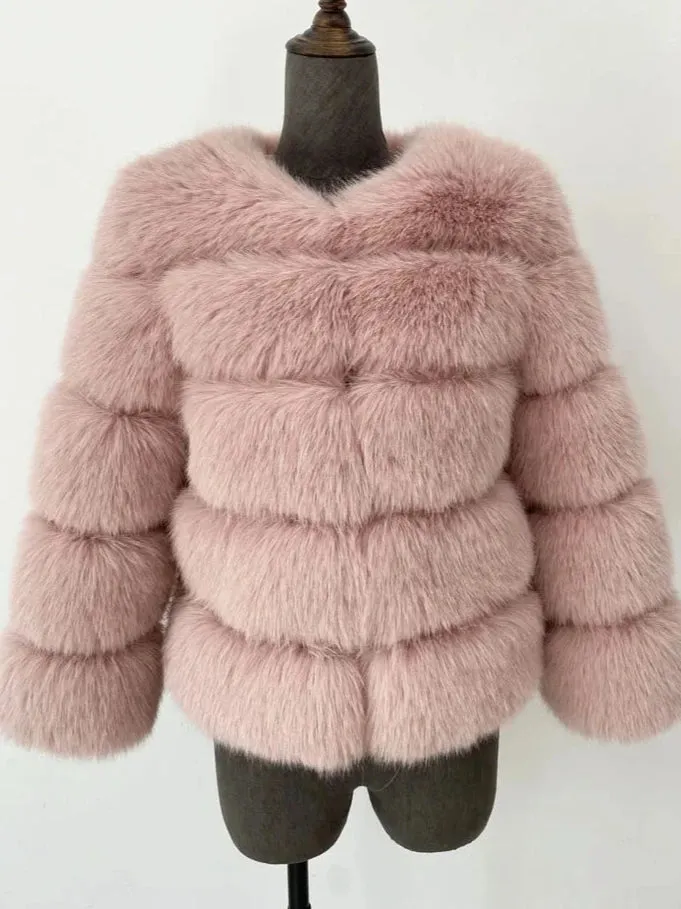 Classy Virginia cropped Faux Fur Bubble Coat Autumn coat