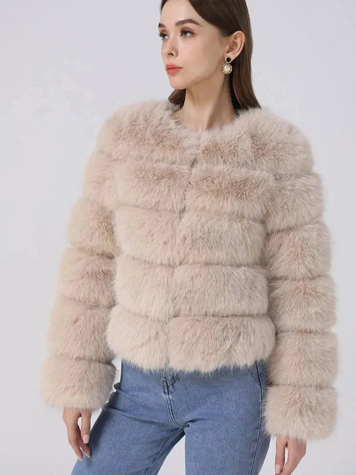 Classy Virginia cropped Faux Fur Bubble Coat Autumn coat