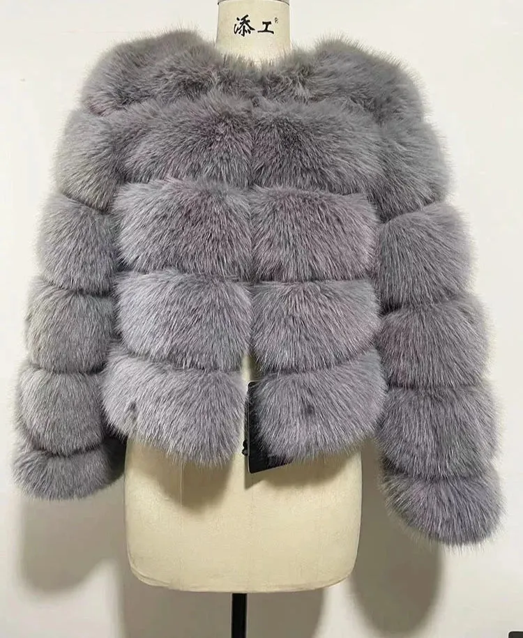 Classy Virginia cropped Faux Fur Bubble Coat Autumn coat