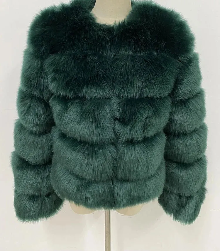 Classy Virginia cropped Faux Fur Bubble Coat Autumn coat