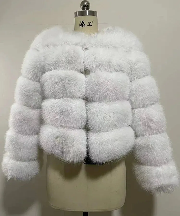 Classy Virginia cropped Faux Fur Bubble Coat Autumn coat