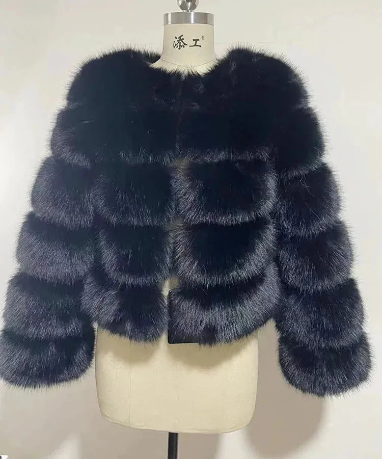 Classy Virginia cropped Faux Fur Bubble Coat Autumn coat