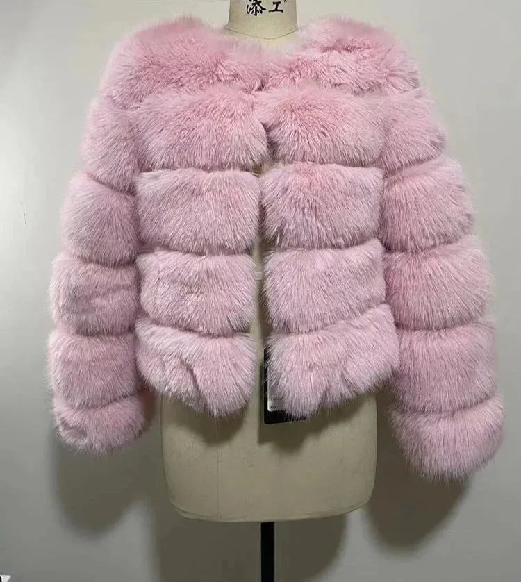 Classy Virginia cropped Faux Fur Bubble Coat Autumn coat