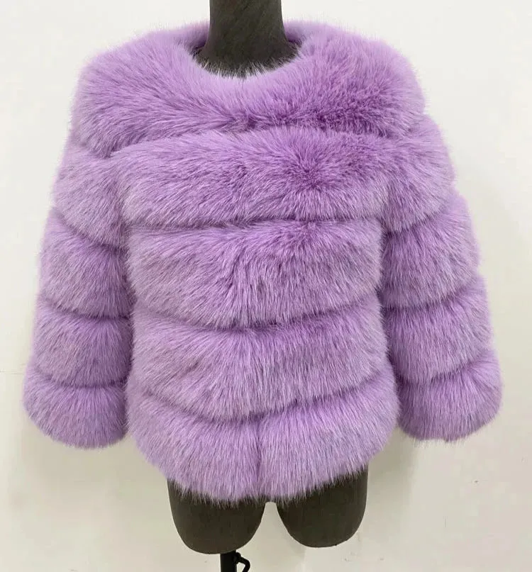 Classy Virginia cropped Faux Fur Bubble Coat Autumn coat