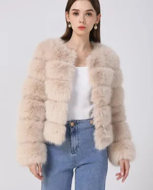 Classy Virginia cropped Faux Fur Bubble Coat Autumn coat