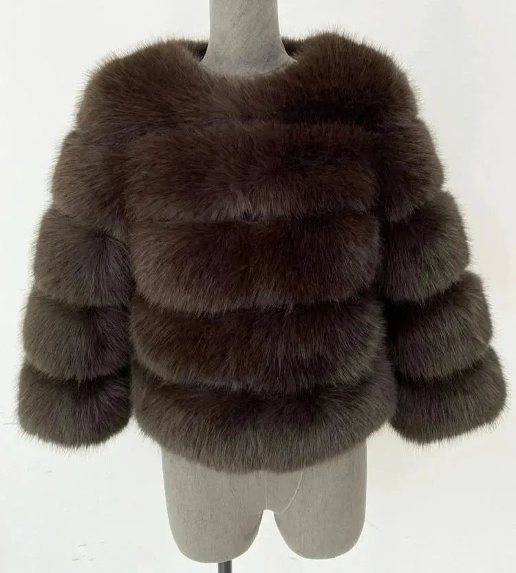 Classy Virginia cropped Faux Fur Bubble Coat Autumn coat