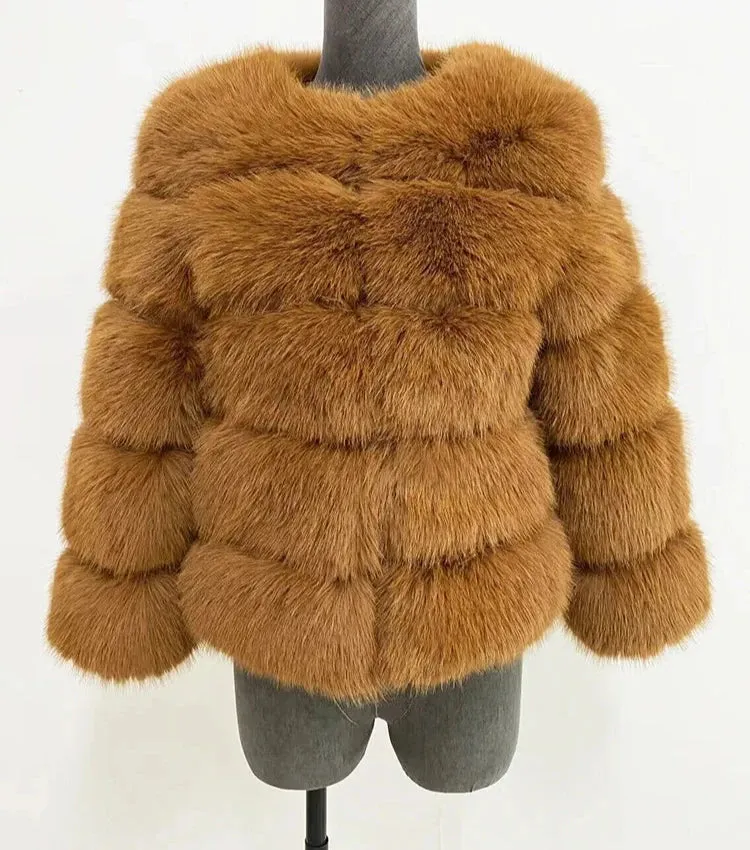 Classy Virginia cropped Faux Fur Bubble Coat Autumn coat