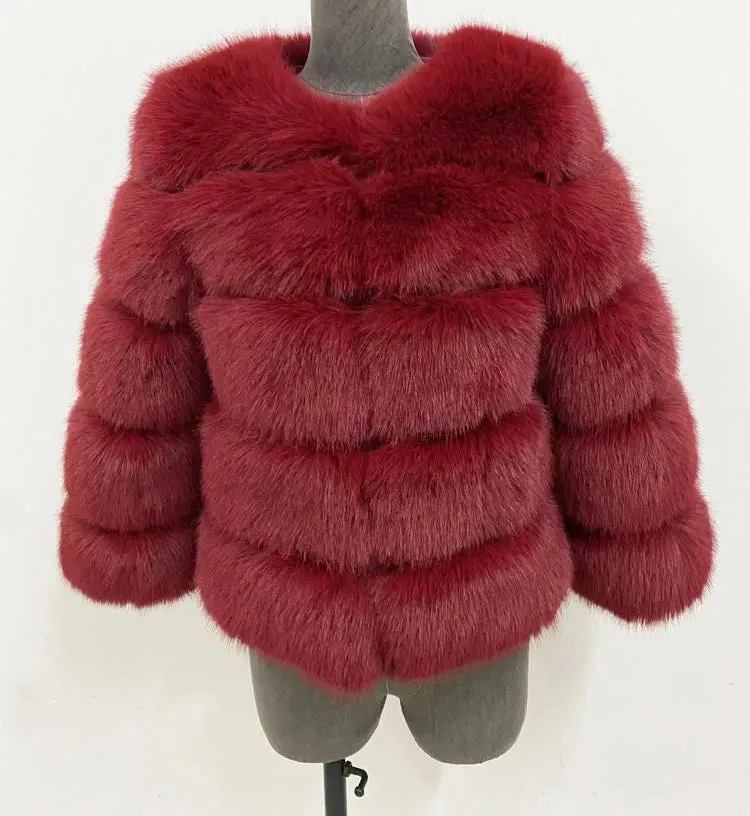 Classy Virginia cropped Faux Fur Bubble Coat Autumn coat