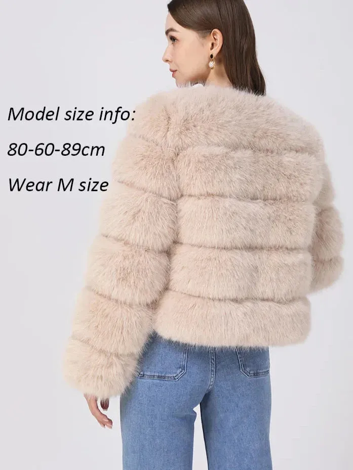 Classy Virginia cropped Faux Fur Bubble Coat Autumn coat