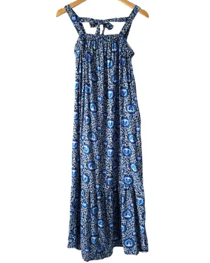 Cool Winter Floral Print Tie-Back Midi Sundress
