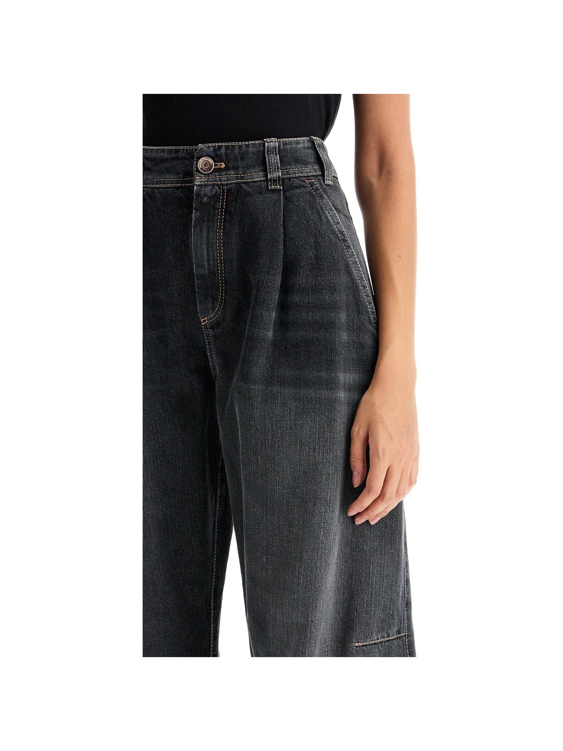 Curved Leg Denim Jeans