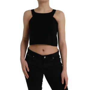 Dolce & Gabbana Black Sleeveless Round Neck Cropped Tank Top