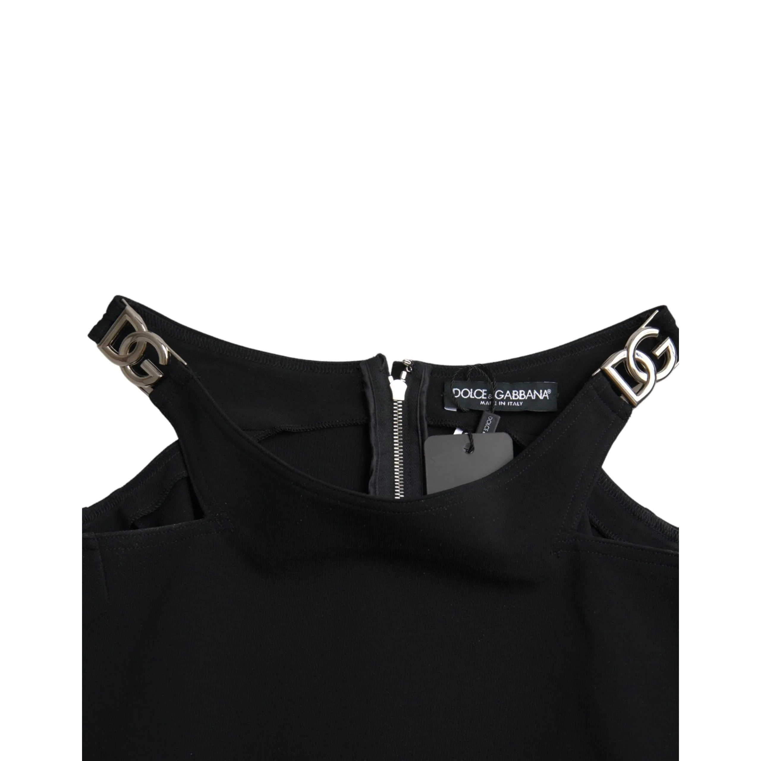 Dolce & Gabbana Black Sleeveless Round Neck Cropped Tank Top