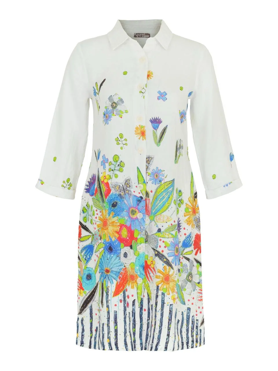Dolcezza Linen Dress "New Bouquet Coming Soon" - Print