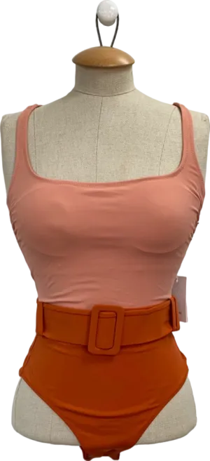 Evare Peach Pink/Papaya Cassandra Belted One Piece UK S