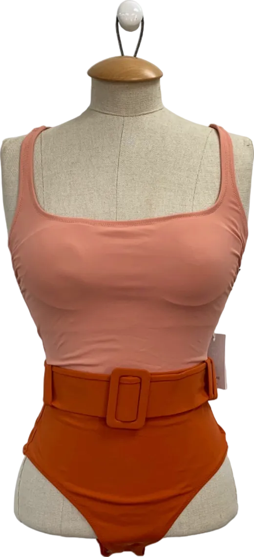 Evare Peach Pink/Papaya Cassandra Belted One Piece UK S