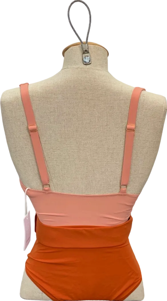 Evare Peach Pink/Papaya Cassandra Belted One Piece UK S
