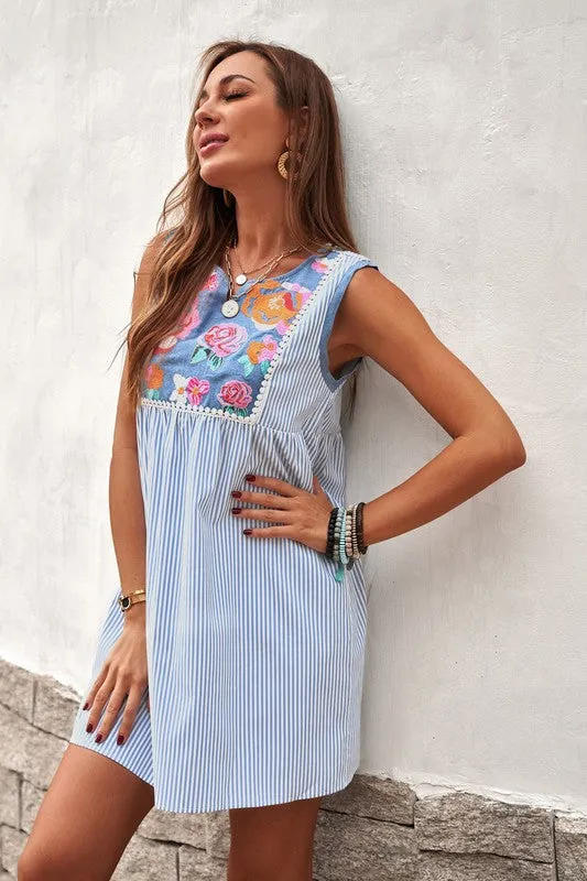 Floral Betty Striped Dress