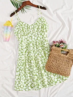 Floral Print Ruched Bust Sundress