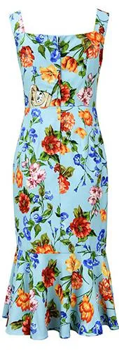 Floral Print Sundress, Blue