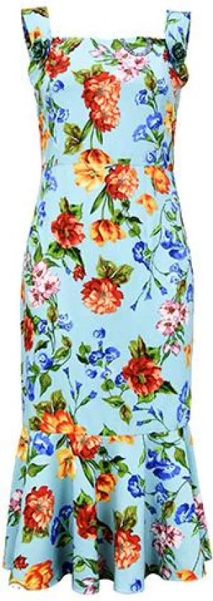 Floral Print Sundress, Blue