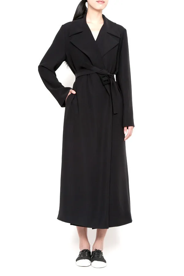 Gabardine Microfiber Long Trench Coat