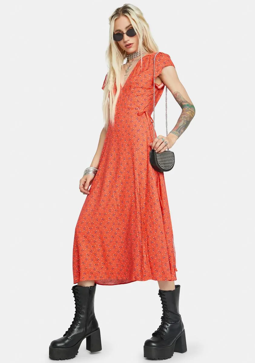 Happiness Blooms Wrap Midi Dress